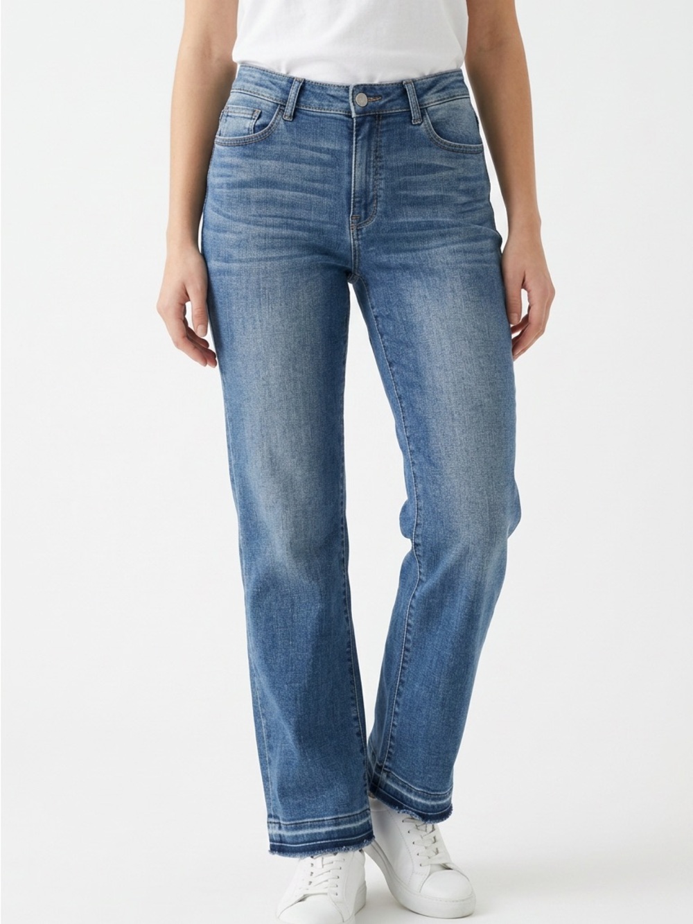 👖|•JUDY BLUE•| Dad Jeans Size 11/30 Medium Wash High Rise Raw Hem Straight Leg